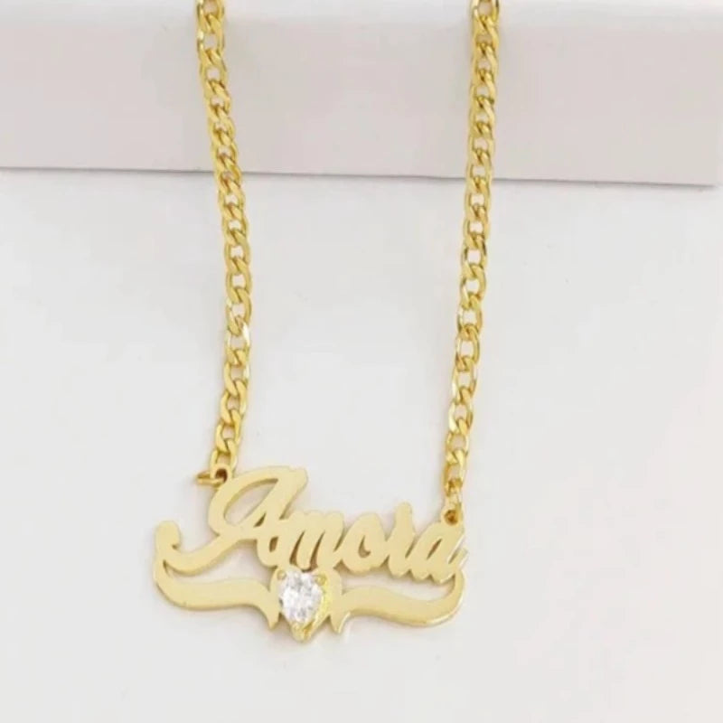 Gold Name Gemstone Necklace