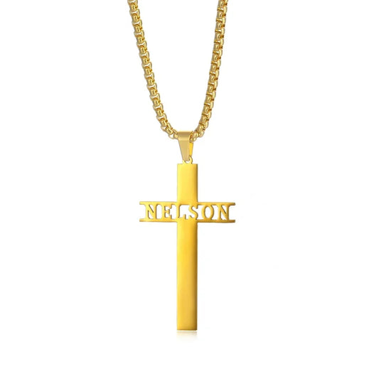 A Custom Cross Necklace with Name